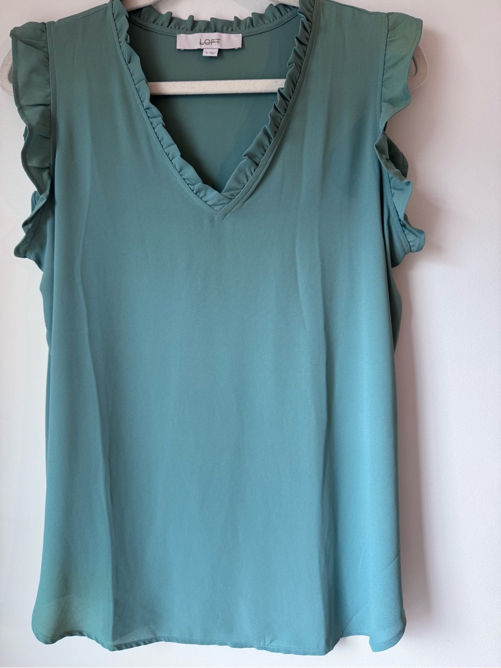 LOFT green Ruffle V-Neck Camisole